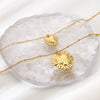 Wholesale Ins Style Stainless Steel Geometric Hammered Heart Pendant 14K Gold Plated Doublelayer Necklace For Women