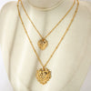 Wholesale Ins Style Stainless Steel Geometric Hammered Heart Pendant 14K Gold Plated Doublelayer Necklace For Women