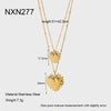 Wholesale Ins Style Stainless Steel Geometric Hammered Heart Pendant 14K Gold Plated Doublelayer Necklace For Women