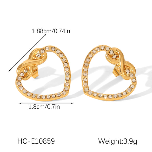 Wholesale Ins Style Stainless Steel Heart And Geometric Diamond Earrings For Women