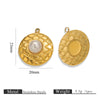 Wholesale Ins Style Stainless Steel Imitation Pearl Pendant Jewelry Accessories With 18K Gold Electroplated Totem Pattern Handmade