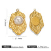 Wholesale Ins Style Stainless Steel Imitation Pearl Pendant Jewelry Accessories With 18K Gold Electroplated Totem Pattern Handmade