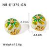 Wholesale Ins Style Stainless Steel 18K Gold Plated Oval Asymmetric Oil Drop Flower Pattern Bohemian Women Earrings With Furnace Vacuum Plating