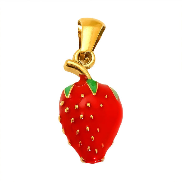 Wholesale Ins Style Titanium Steel Fruit Pattern Dripping Oil Pendant Necklace For Women