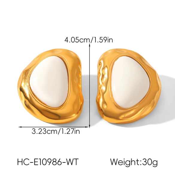 Wholesale Ins Style Vintage Retro Geometric Oval Stainless Steel Electroplated Earrings For Women