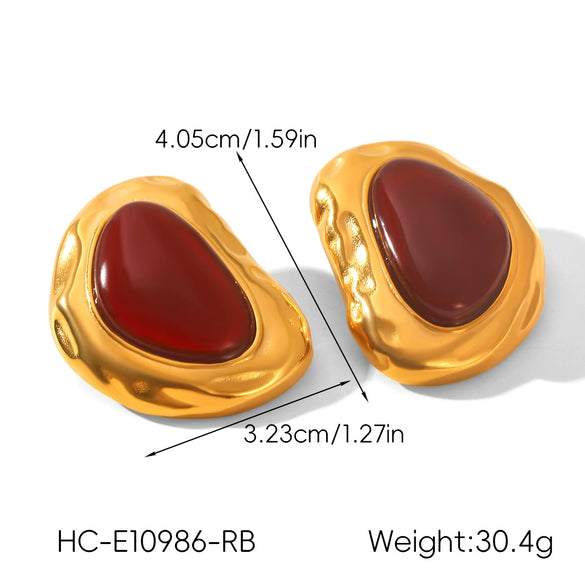 Wholesale Ins Style Vintage Retro Geometric Oval Stainless Steel Electroplated Earrings For Women