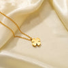 Wholesale Ins Style Women's Jewelry Titanium Steel Necklace With Clover Pendant And Plants And Flowers Pattern Electroplated Design