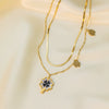Wholesale Ins Style Women's Jewelry Titanium Steel Necklace With Clover Pendant And Plants And Flowers Pattern Electroplated Design