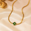 Wholesale Ins Style Women's Jewelry Titanium Steel Necklace With Clover Pendant And Plants And Flowers Pattern Electroplated Design