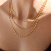 Wholesale Ins Style Women's 18K Goldplated Geometric Stainless Steel Threelayer Stacked Lip Necklace