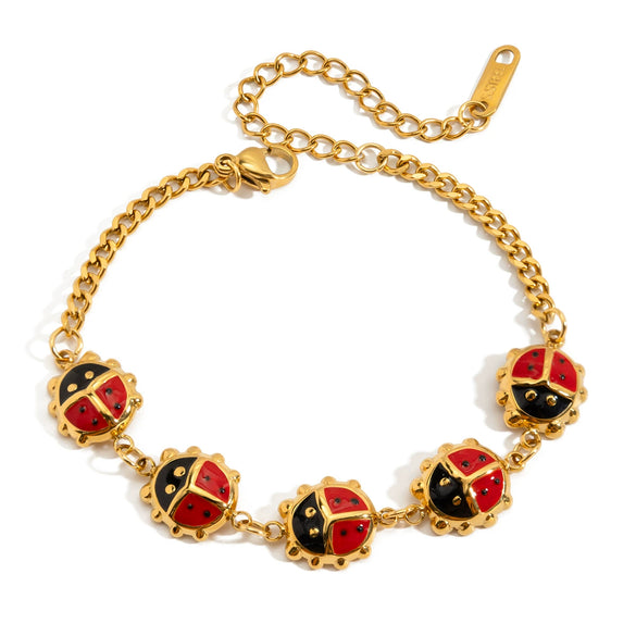 Wholesale Insect Bracelet For Women Stainless Steel Electroplating Geometric Ladybug Design