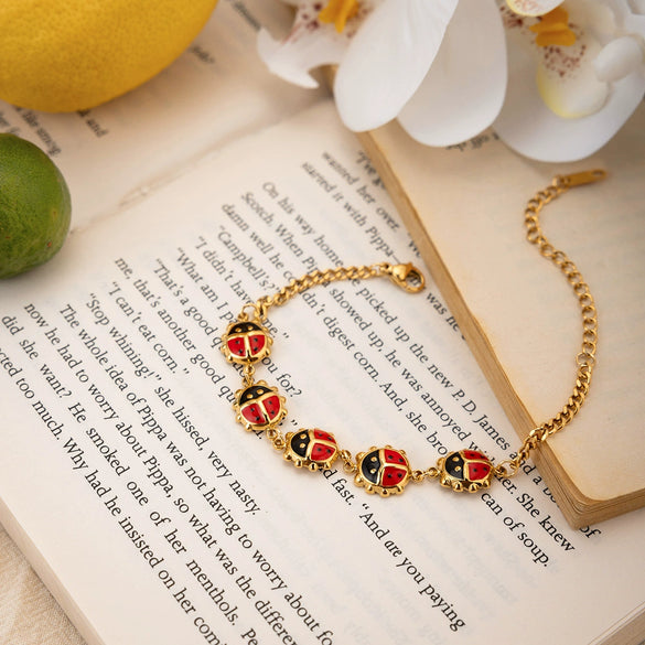 Wholesale Insect Bracelet For Women Stainless Steel Electroplating Geometric Ladybug Design