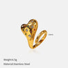 Wholesale Insect Pattern Stainless Steel 18K Gold Plated Open Ring Jewelry For Women