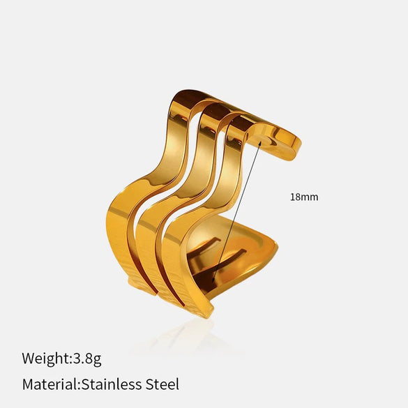 Wholesale Insect Pattern Stainless Steel 18K Gold Plated Open Ring Jewelry For Women