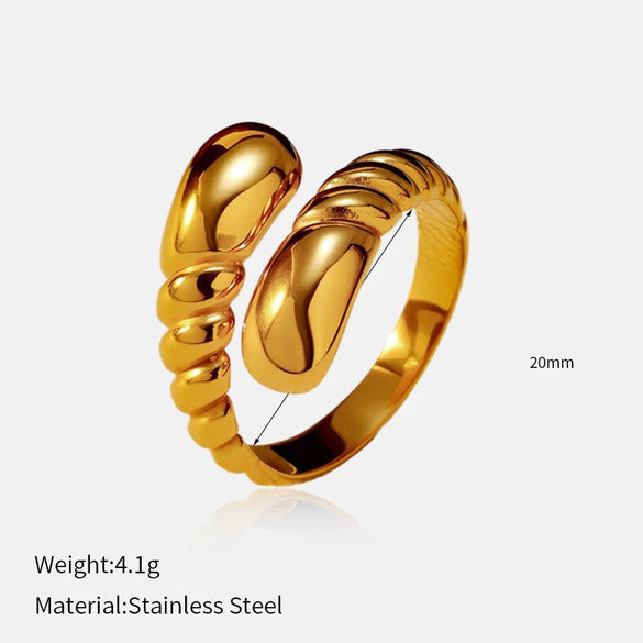 Wholesale Insect Pattern Stainless Steel 18K Gold Plated Open Ring Jewelry For Women