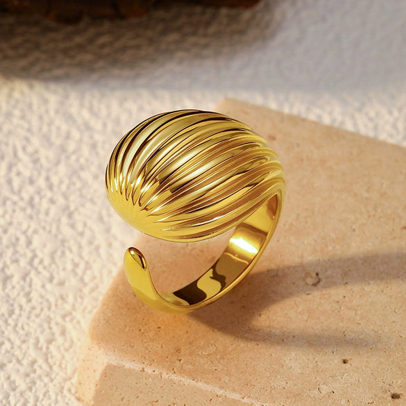 Wholesale Insect Pattern Stainless Steel 18K Gold Plated Open Ring Jewelry For Women