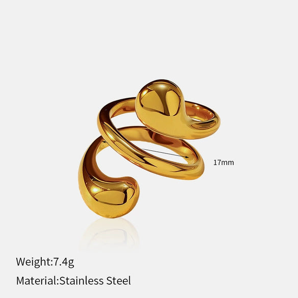 Wholesale Insect Pattern Stainless Steel 18K Gold Plated Open Ring Jewelry For Women