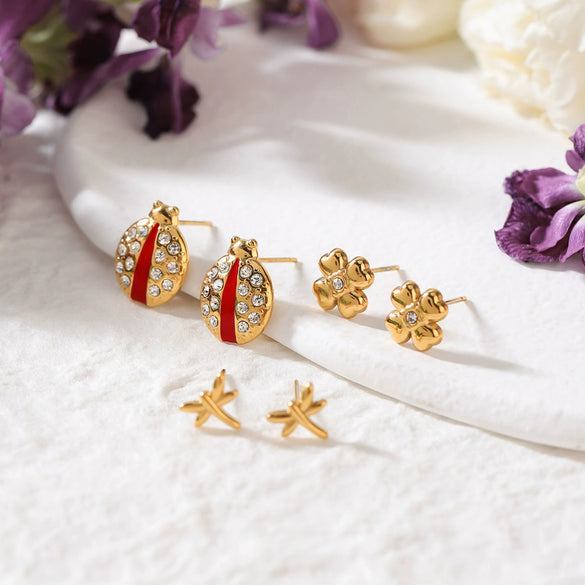 Wholesale Insect Shape Stainless Steel Electroplated Earrings For Women