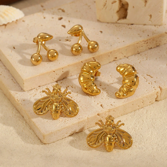 Wholesale Insect Stainless Steel 18K Gold Plated Highend Earrings