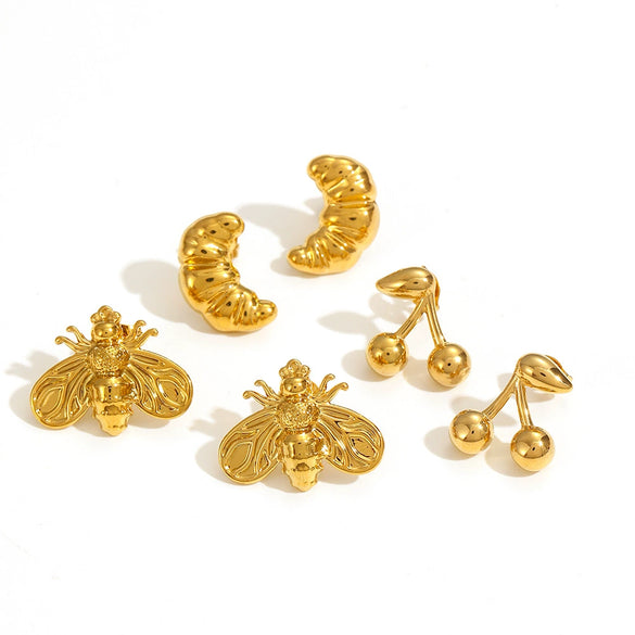 Wholesale Insect Stainless Steel 18K Gold Plated Highend Earrings