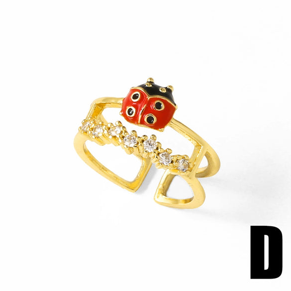 Wholesale Insect Style Copper Electroplated Real Gold Ring