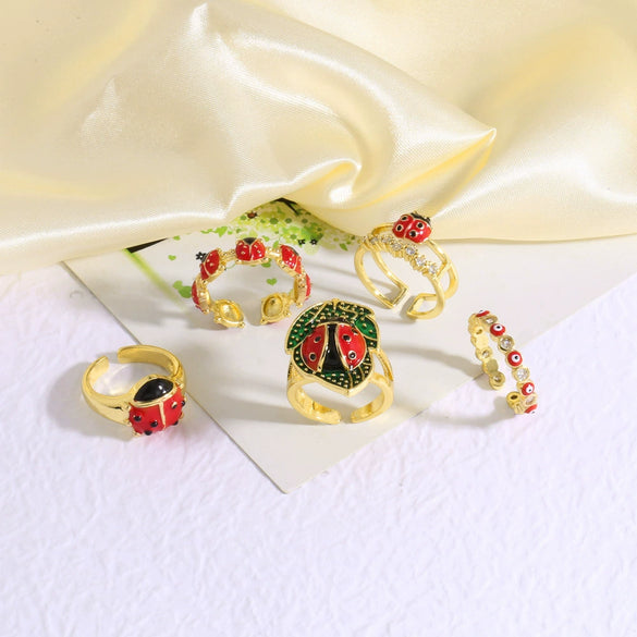 Wholesale Insect Style Copper Electroplated Real Gold Ring