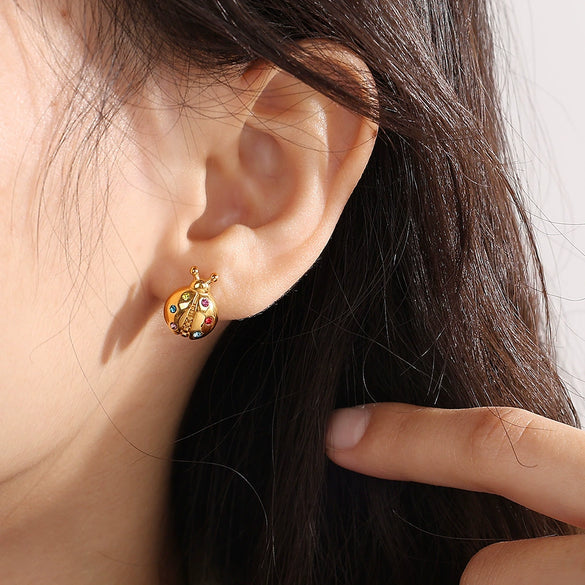 Wholesale Insect Style 316L Stainless Steel Earrings For Women With Electroplating Treatment