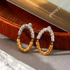 Wholesale Insstyle Geometric Stainless Steel Electroplated Twotone Oval Earrings For Women
