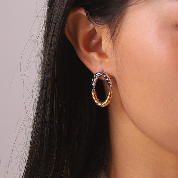 Wholesale Insstyle Geometric Stainless Steel Electroplated Twotone Oval Earrings For Women