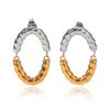 Wholesale Insstyle Geometric Stainless Steel Electroplated Twotone Oval Earrings For Women