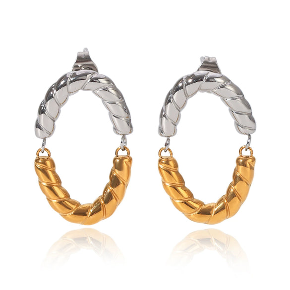 Wholesale Insstyle Geometric Stainless Steel Electroplated Twotone Oval Earrings For Women