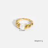 Wholesale Insstyle Geometric Stainless Steel Ring Inlaid With Pearls 18K Goldplated For Women