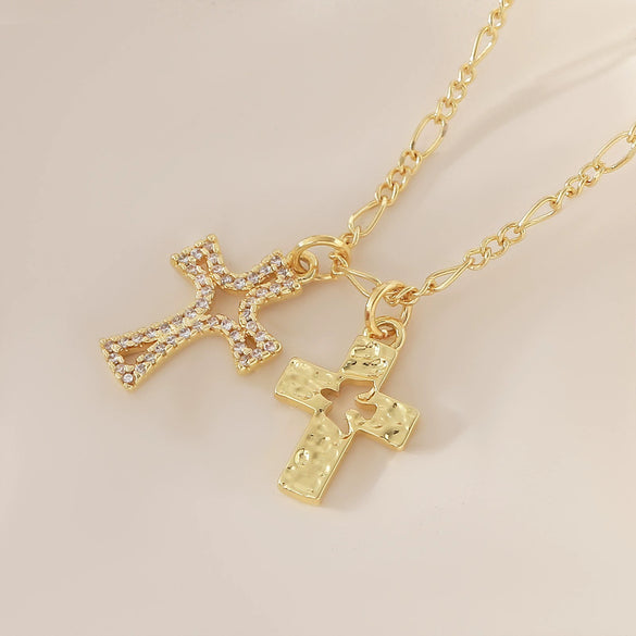 Wholesale Insstyle Stackable Cross And Bird Necklaces Copper Goldplated Inlaid With Zircon Unisex