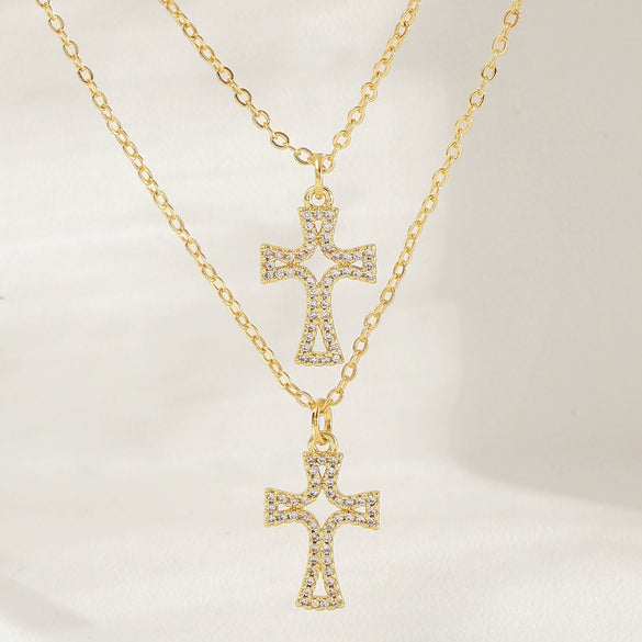 Wholesale Insstyle Stackable Cross And Bird Necklaces Copper Goldplated Inlaid With Zircon Unisex
