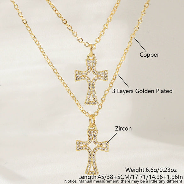Wholesale Insstyle Stackable Cross And Bird Necklaces Copper Goldplated Inlaid With Zircon Unisex