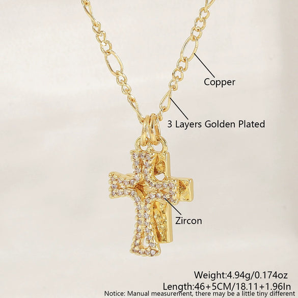 Wholesale Insstyle Stackable Cross And Bird Necklaces Copper Goldplated Inlaid With Zircon Unisex