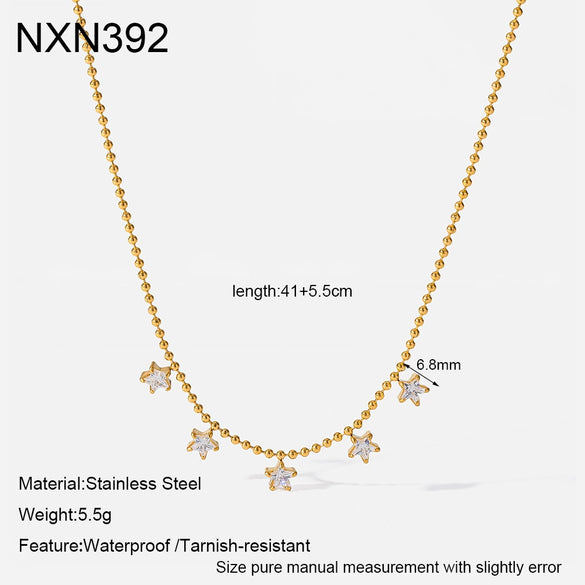 Wholesale Insstyle Stainless Steel Fivepointed Star Geometric Pendant With Bead Chain Necklace For Women Pvd Furnace Vacuum Real Gold Plated