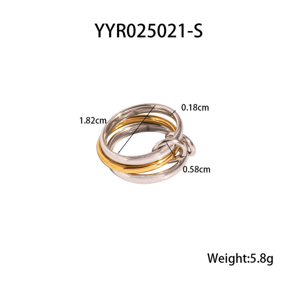 Wholesale Interlocking Plain Ring In Stainless Steel With Geometric Design Vacuum Real Gold Electroplating In Pvd Furnace Unisex Hand Jewelry