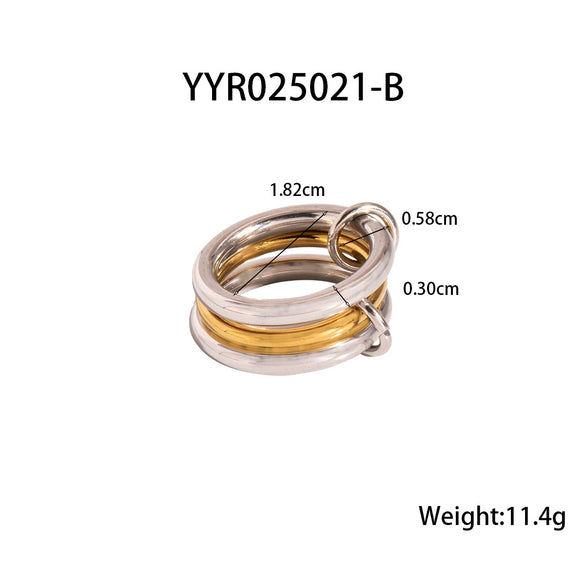 Wholesale Interlocking Plain Ring In Stainless Steel With Geometric Design Vacuum Real Gold Electroplating In Pvd Furnace Unisex Hand Jewelry