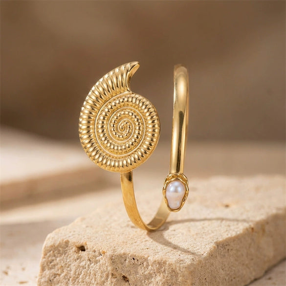 Wholesale Iron Electroplated Conch Shell Open Arm Bracelet Vacation Style Minimalist Jewelry Accessories