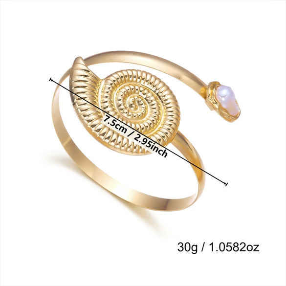 Wholesale Iron Electroplated Conch Shell Open Arm Bracelet Vacation Style Minimalist Jewelry Accessories