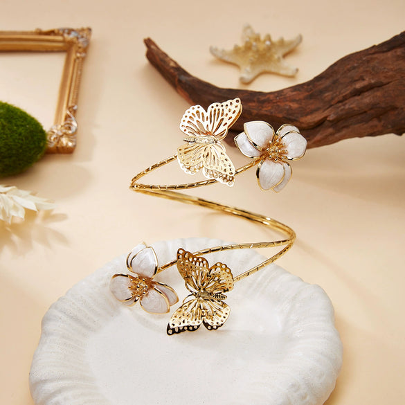 Wholesale Iron Electroplated Irregular Hollow Butterfly Flower Arm Bracelet For Hot Girls