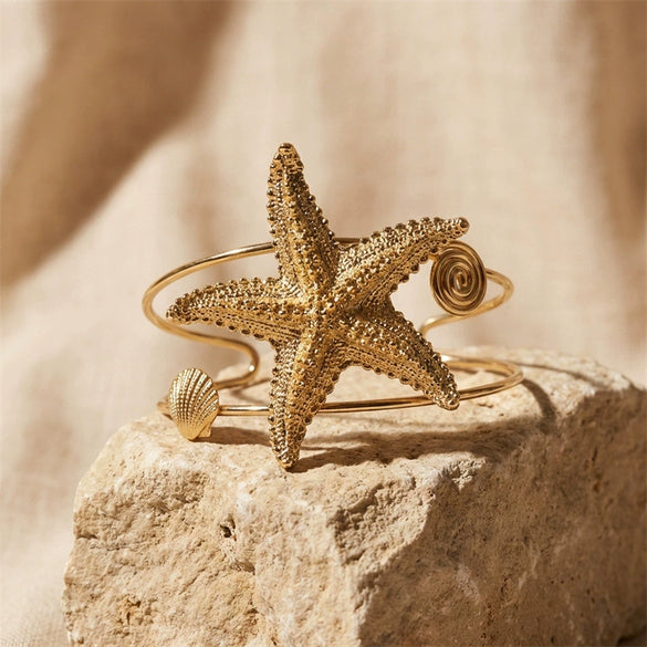 Wholesale Iron Electroplated Starfish Open Arm Bracelet Modern Minimalist Animal Style Hand Accessory
