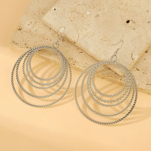 Wholesale Iron Geometric Hollow Round Earrings With Electroplating For Women