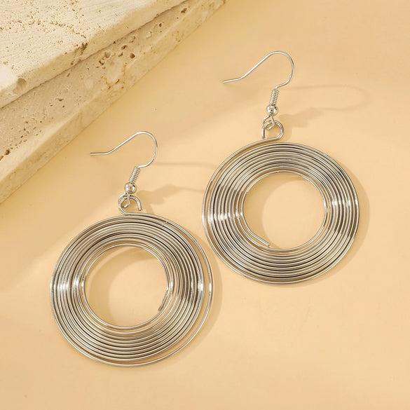 Wholesale Iron Geometric Hollow Round Earrings With Electroplating For Women