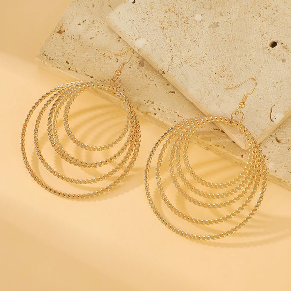 Wholesale Iron Geometric Hollow Round Earrings With Electroplating For Women