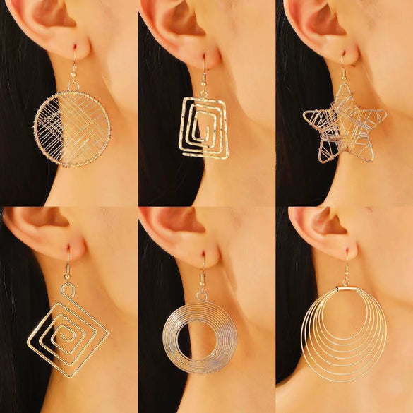 Wholesale Iron Geometric Hollow Round Earrings With Electroplating For Women