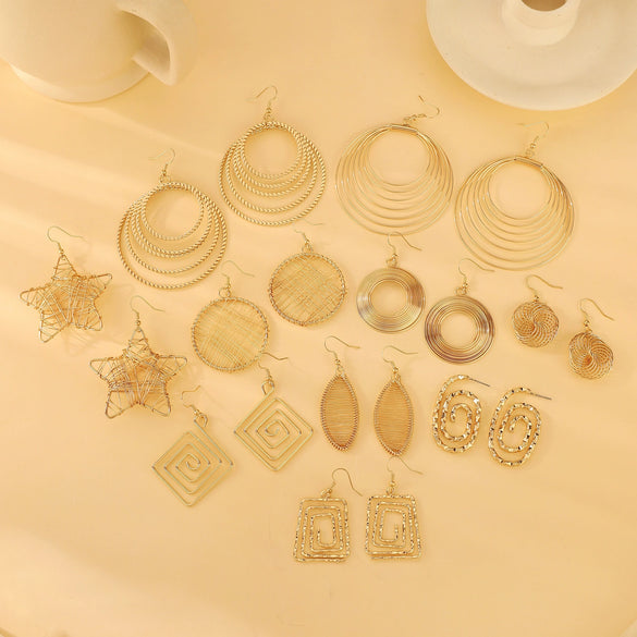 Wholesale Iron Geometric Hollow Round Earrings With Electroplating For Women