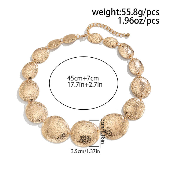 Wholesale Iron Geometric Oval Clavicle Necklace And Long Tassel Earrings With Electroplating Treatment