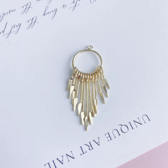 Wholesale Iron Geometric Round Tassel Earrings Pendant With 18K Real Gold Color Electroplated